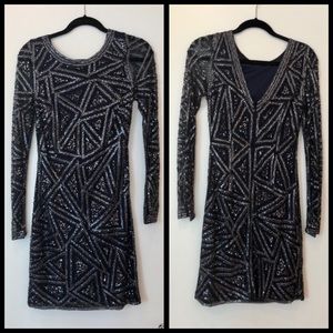 Aidan Mattox Navy Beaded Dress